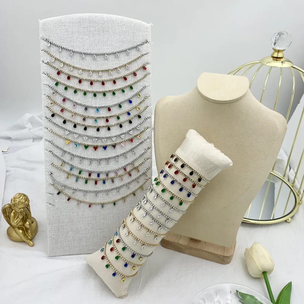 Tennis con Goccia-12pz Bracciali in Acciaio con Chiusura - BPA-103-AA2560B