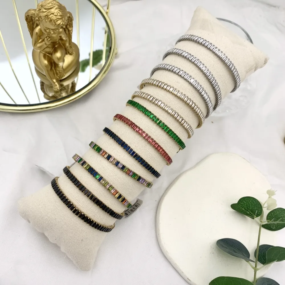 Tennis Rettangolare-12Pz Bracciali Semirigidi in Acciaio - BPA-103-AA2652B