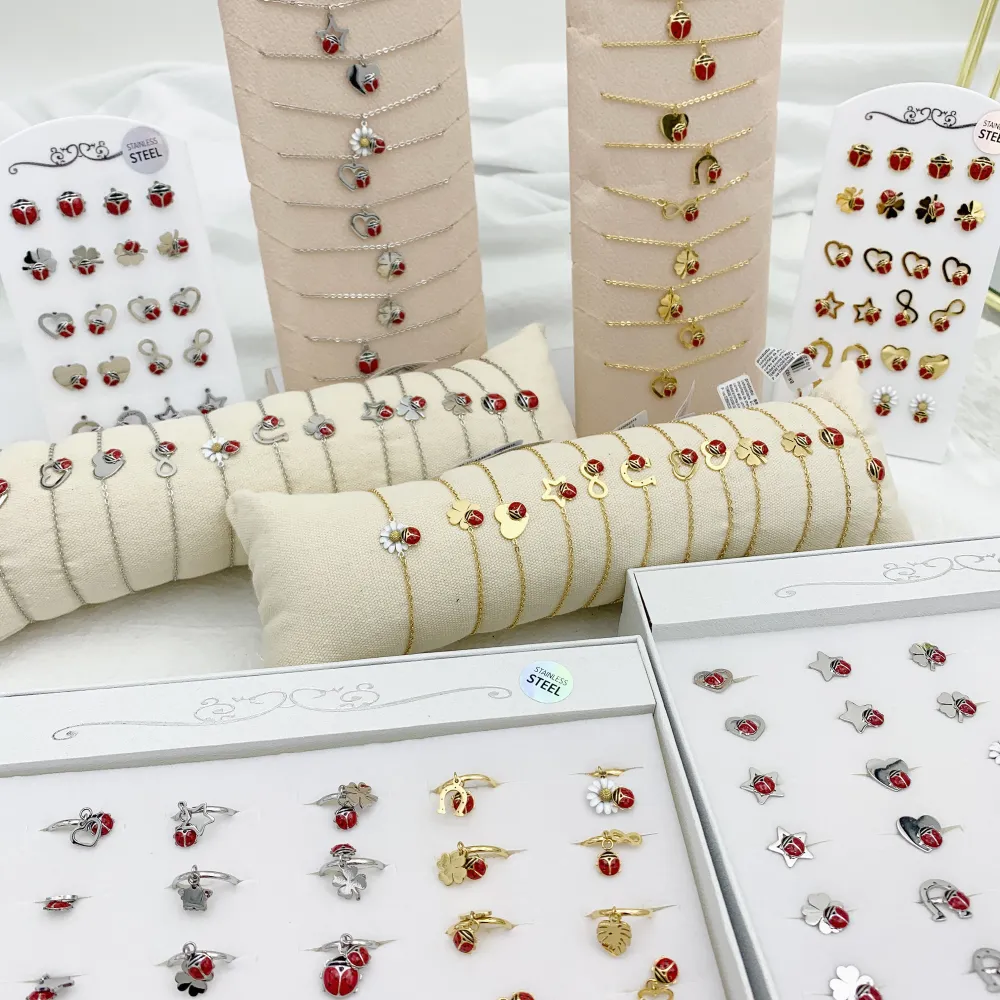 Coccinella Smaltata-12pz Bracciali in Acciaio - BPA-103-AA659-670