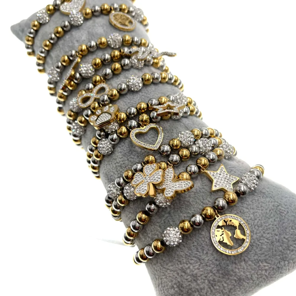 Mix Soggetti- 12 Pz Bracciali Elastici in Acciaio - BPA-413-262