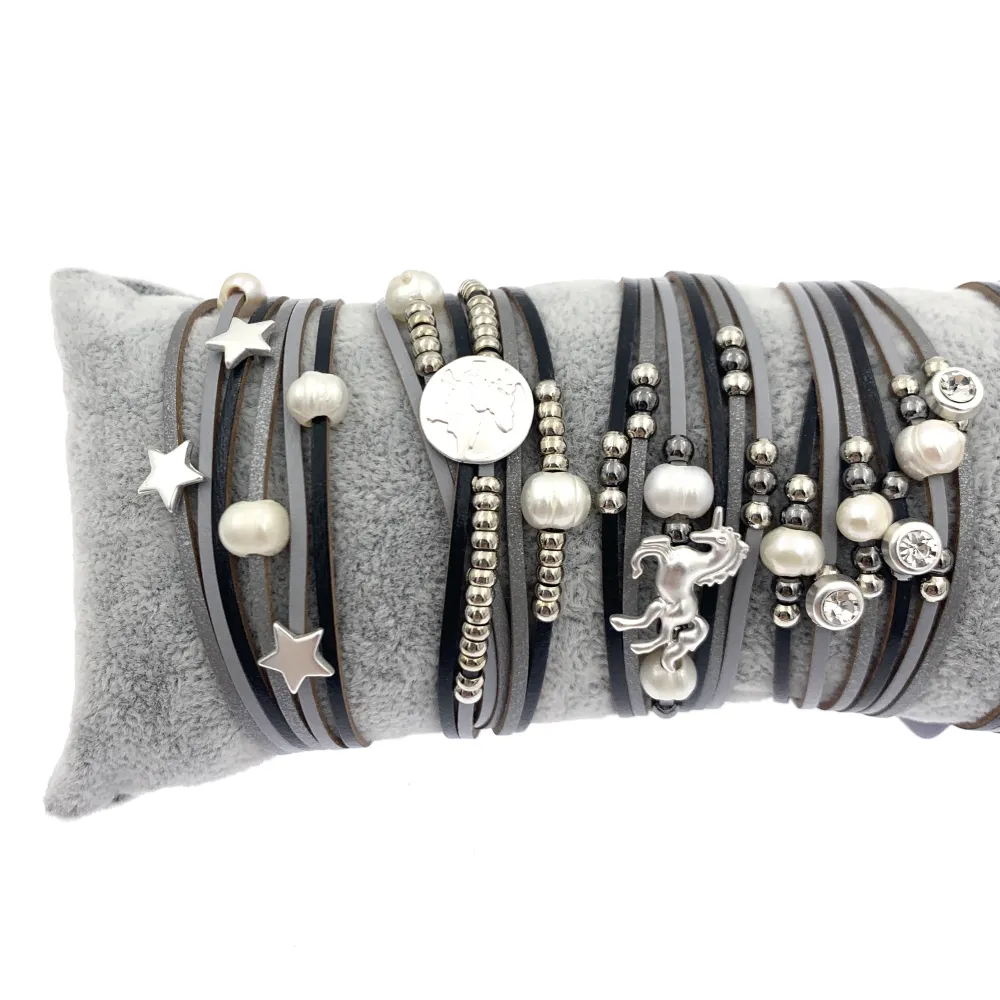 BPM176-165-Multifili con Charmes- 6 Pz Bracciali - BPM176-165-Multifili con Charmes- 6 Pz Bracciali