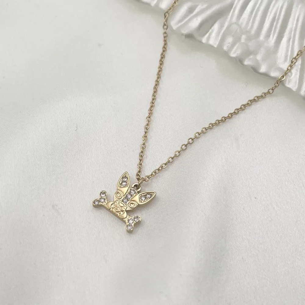 Cagnolino con Zirconia-Collana Corta in Acciaio - CAC-103-AA1044N