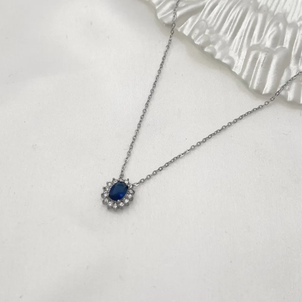 Pietra Ovale-Collana Corta in Acciaio - CAC-103-AA1276N