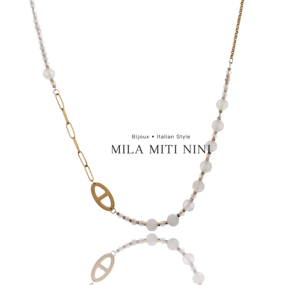 Pietre Colorate-Collana Corta in Acciaio - CAC-103-AA150N