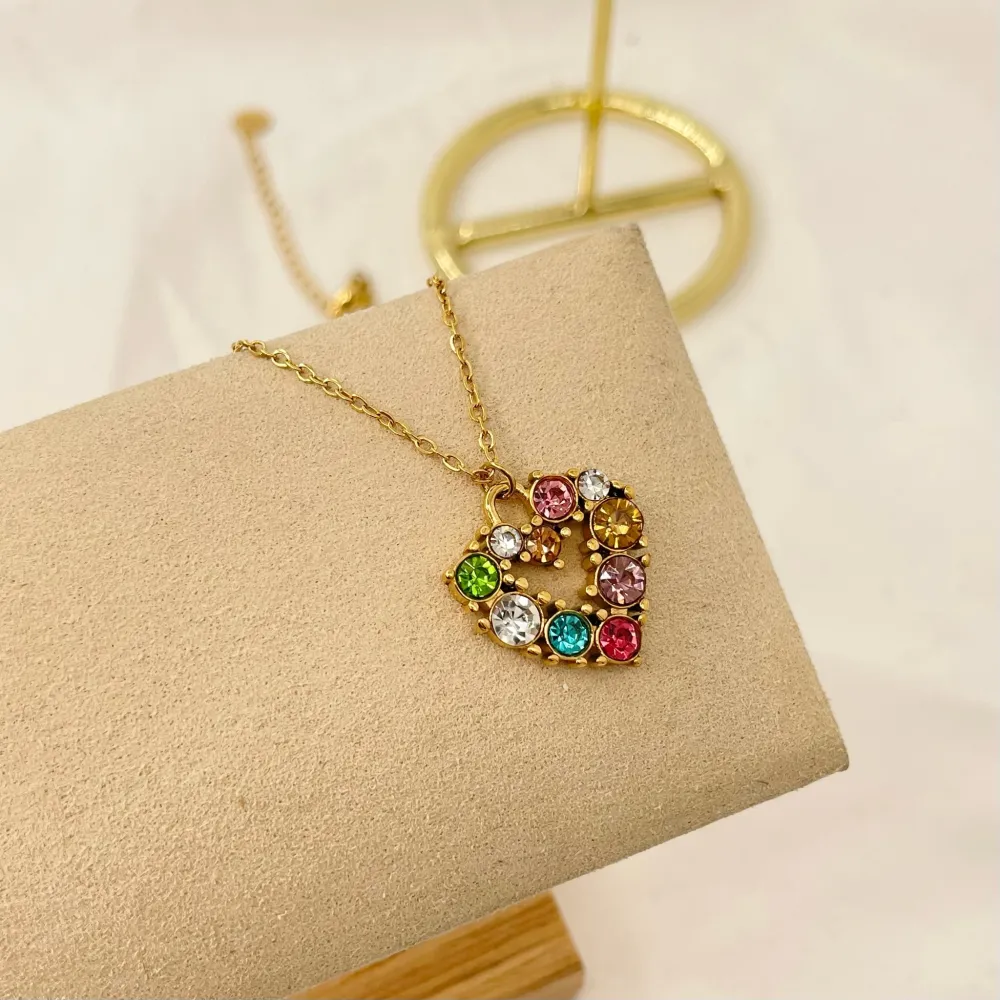 Cuore Colorato-Collana Corta in Acciaio - CAC-103-AA1635N