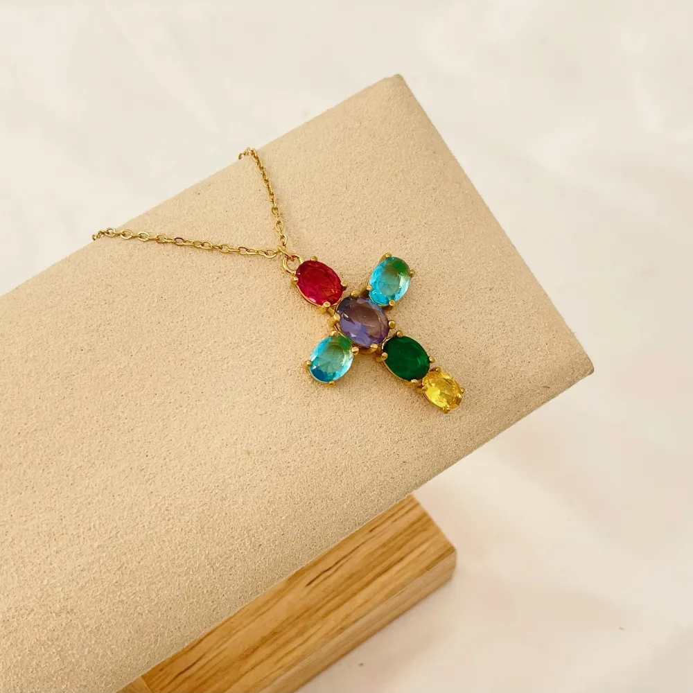 Croce-Collana Corta in Acciaio - CAC-103-AA1636N