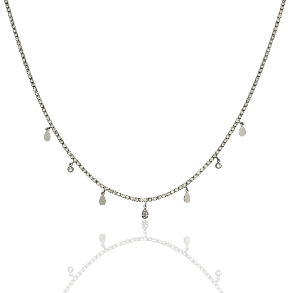 Tennis con Goccia-Collana Corta in Acciaio - CAC-103-AA2526N Goccia