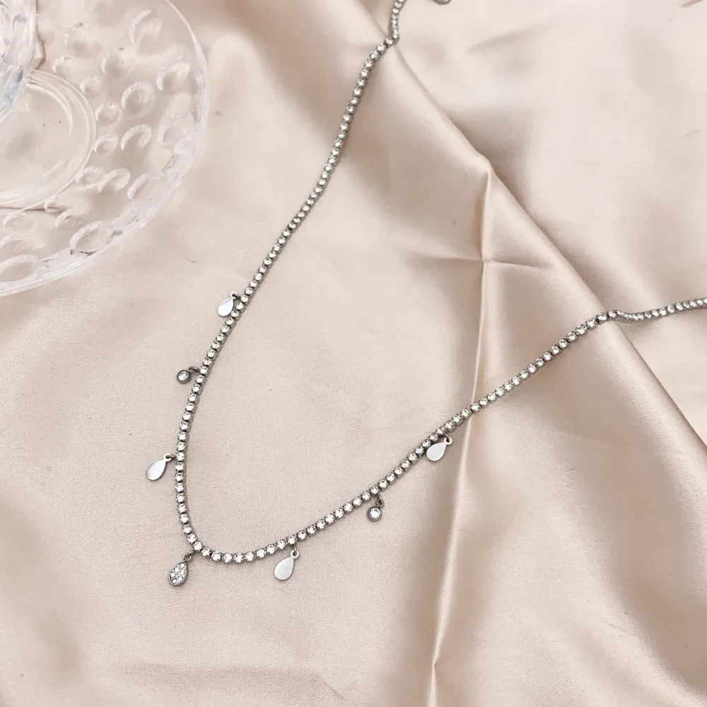 Tennis con Goccia-Collana Corta in Acciaio - CAC-103-AA2526N Goccia