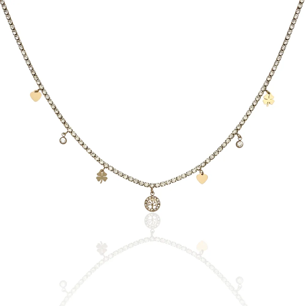 Tennis con Albero della Vita-Collana Corta in Acciaio - CAC-103-AA2532N ADV