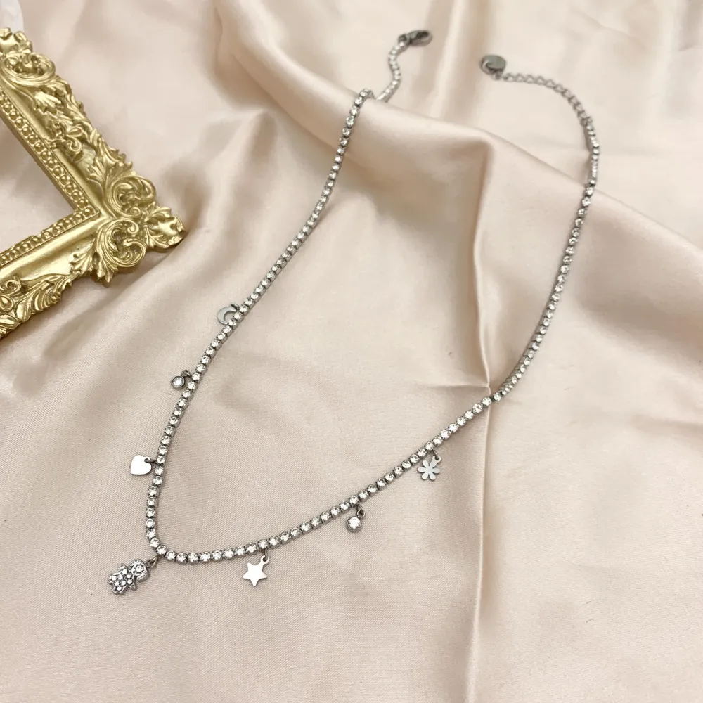 Tennis con Gatto-Collana Corta in Acciaio - CAC-103-AA2538N Gatto