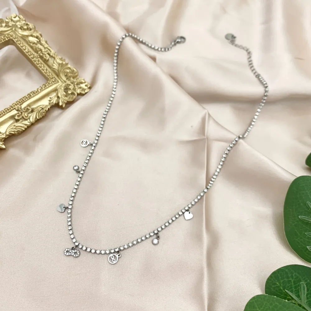 Tennis con Infinito-Collana Corta in Acciaio - CAC-103-AA2542N Infinito