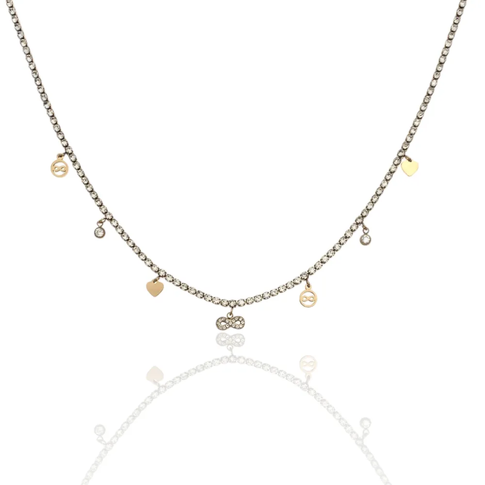 Tennis con Infinito-Collana Corta in Acciaio - CAC-103-AA2542N Infinito