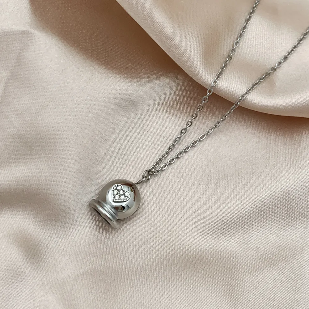 Campanello Smaltato con Cuore-Collana Girocollo in Acciaio - CAC-103-AA2700N