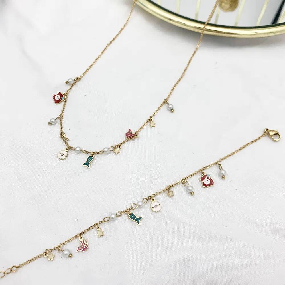 Sirena Smaltato-Collana Corta in Acciaio - CAC-103-AA2796N