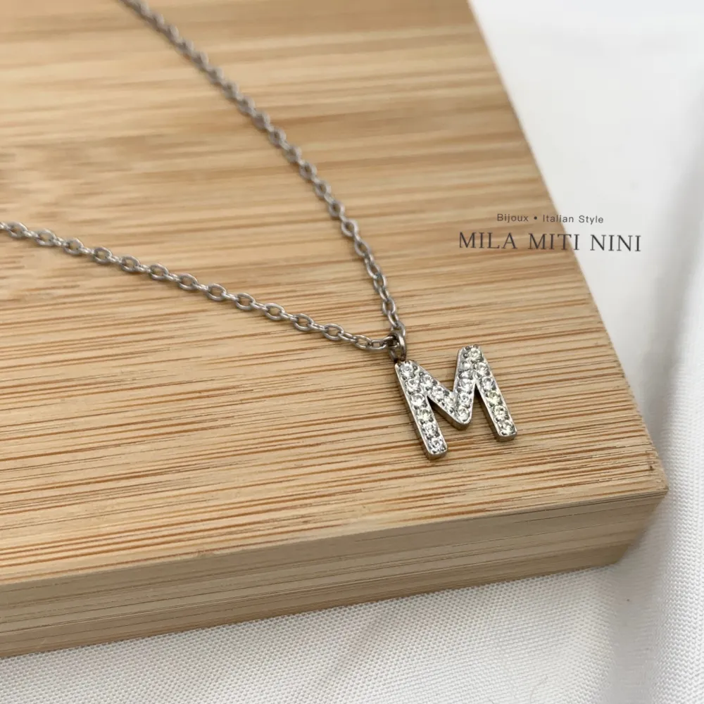Iniziale Argento-Collana Corta in Acciaio - CAC-103-AA311N