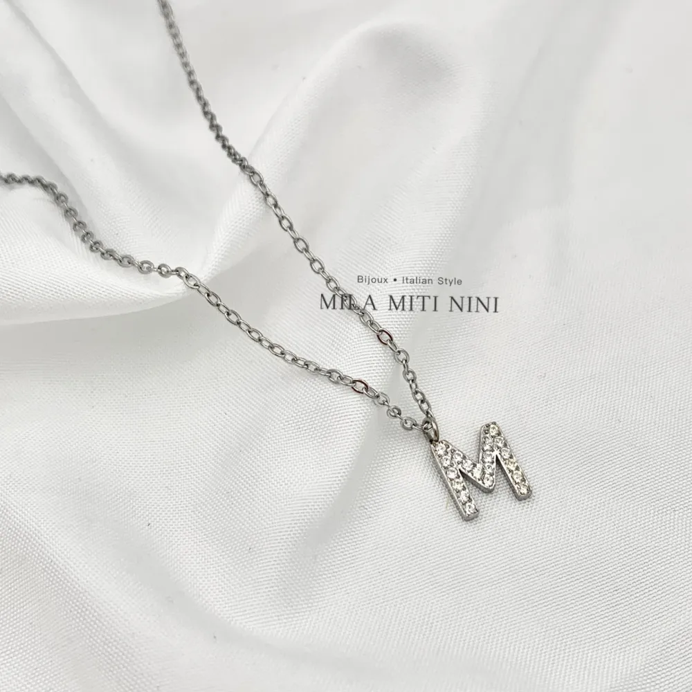 Iniziale Argento-Collana Corta in Acciaio - CAC-103-AA311N