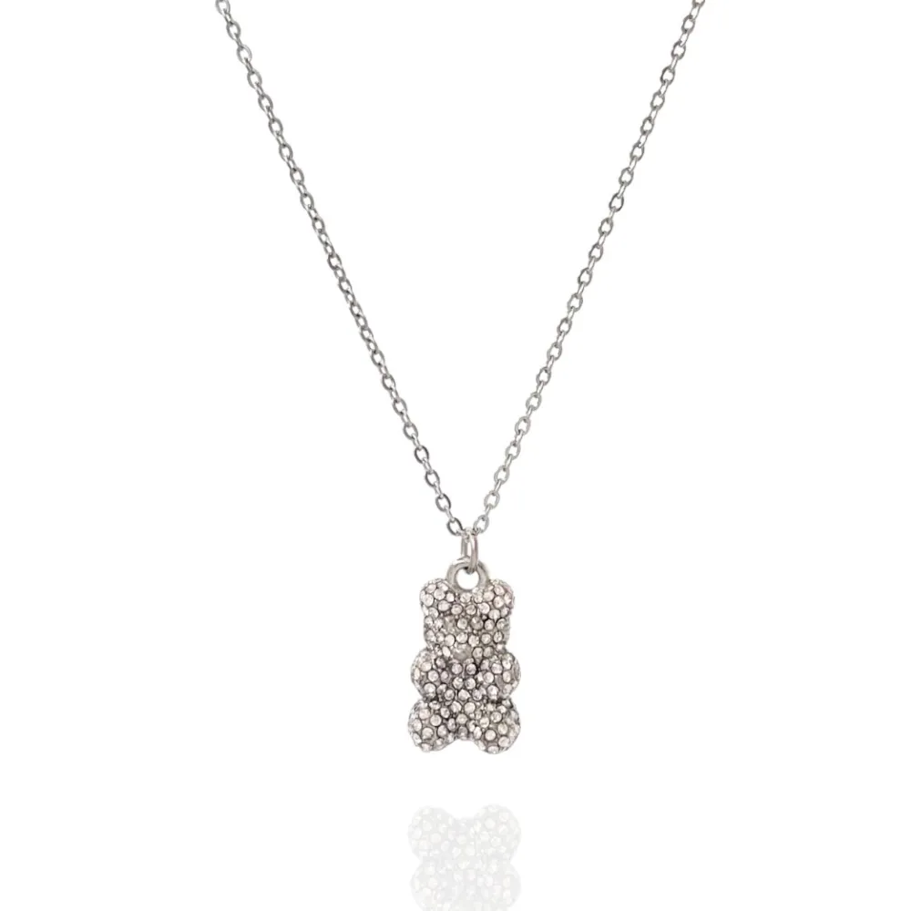 Orsetto con Strass-Collana Girocollo in Acciaio - CAC-103-AA3498N