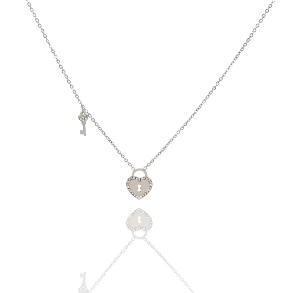 Cuore Chiave -Collana Corta in Acciaio - CAC-103-AA4162N