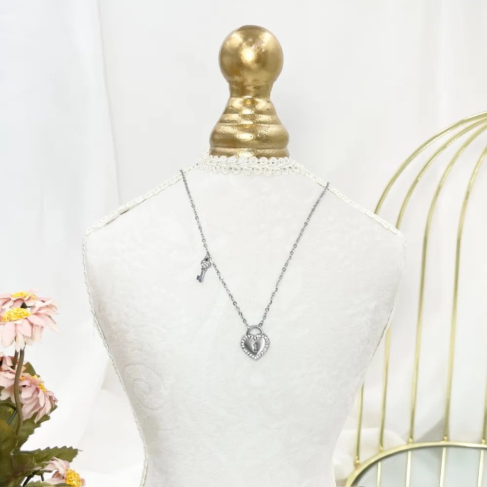 Cuore Chiave -Collana Corta in Acciaio - CAC-103-AA4162N