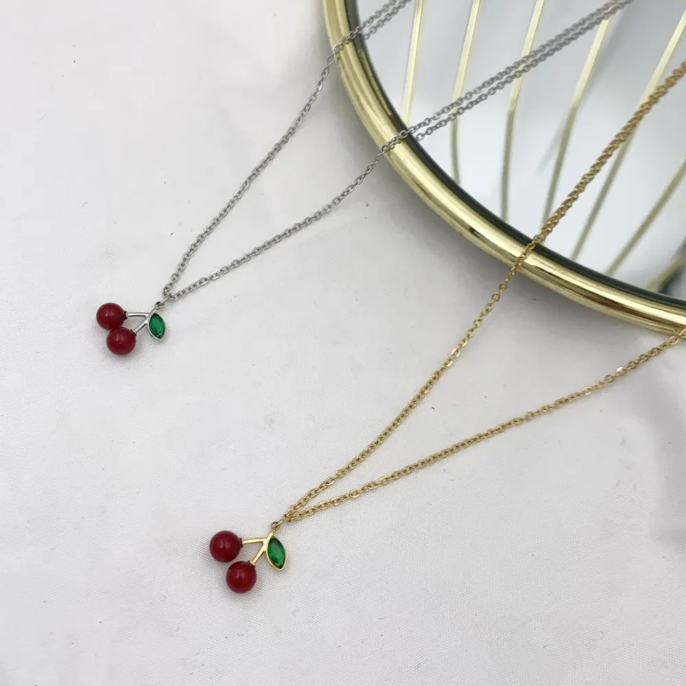 Ciliegia-Collana Corta in Acciaio - CAC-103-AA4532N