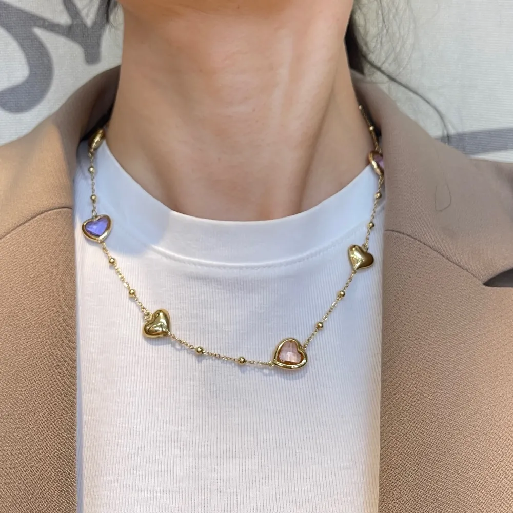 Cuore Zirconia-Collana Corta in Acciaio - CAC-103-AA5713N