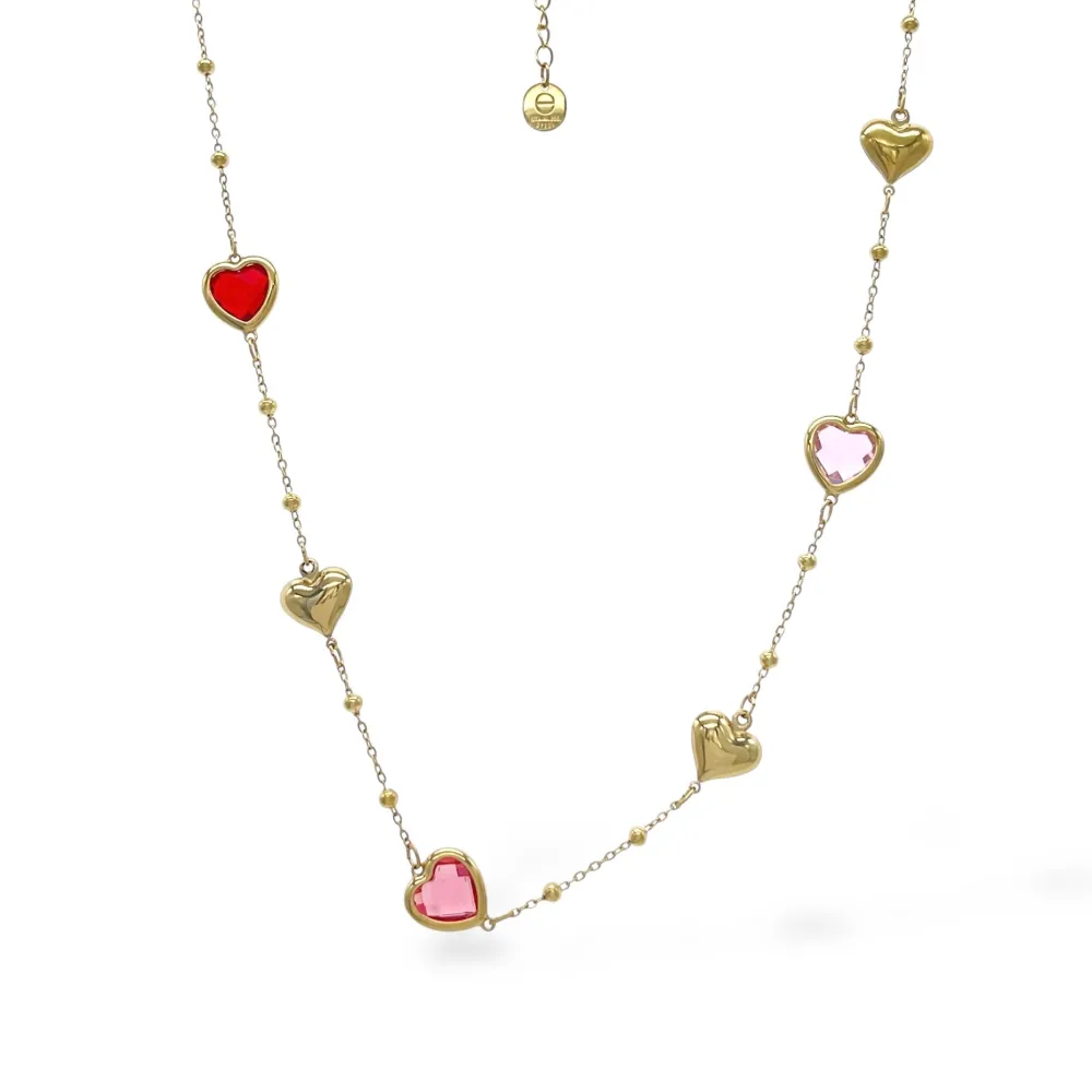 Cuore Zirconia-Collana Corta in Acciaio - CAC-103-AA5713N