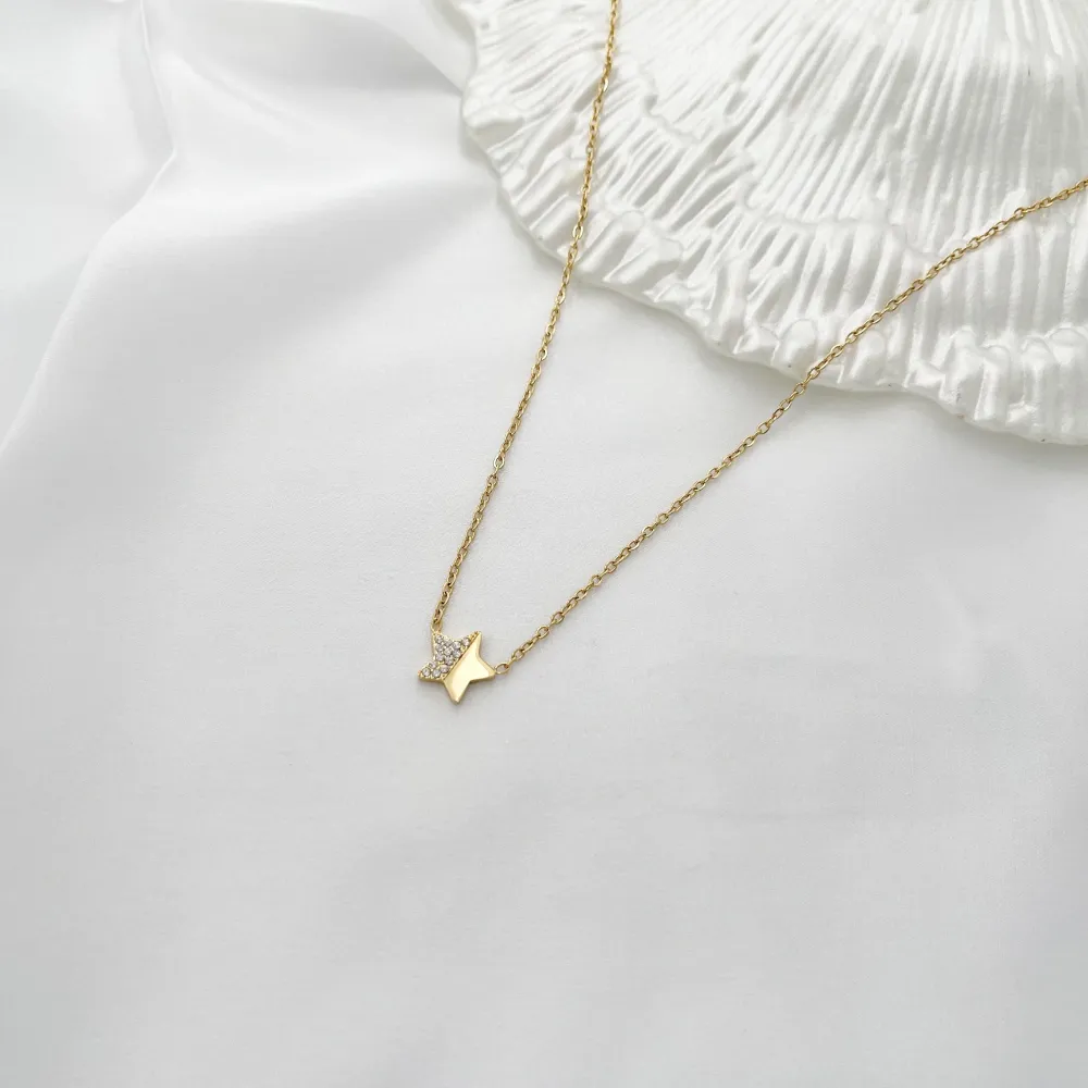 Stella con Zirconia-Collana Corta in Acciaio - CAC-103-AA578N Stella Piccola