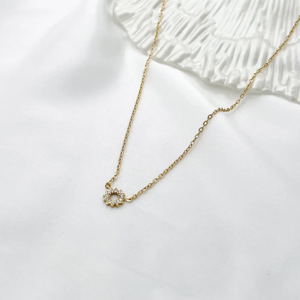 Cerchio con Zirconia-Collana Corta in Acciaio - CAC-103-AA579N