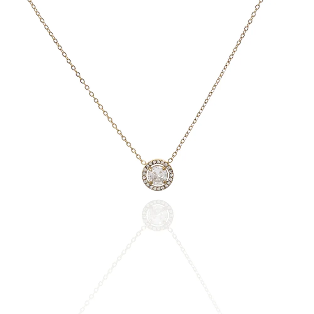Punto Luce con Strass-Collana Corta in Acciaio - CAC-103-AA997N