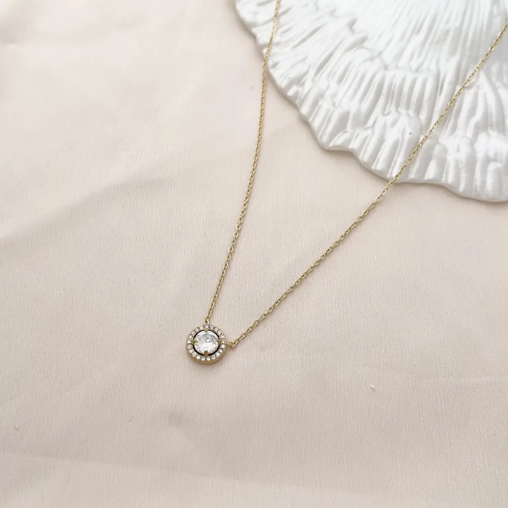 Punto Luce con Strass-Collana Corta in Acciaio - CAC-103-AA997N