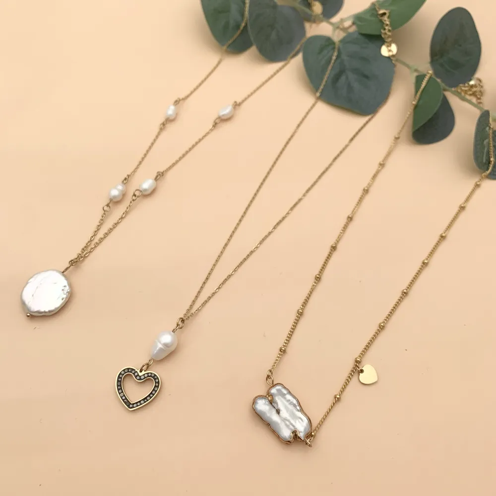 CAC7604-Perla -Collana Corta in Acciaio - CAC-104-SD-102