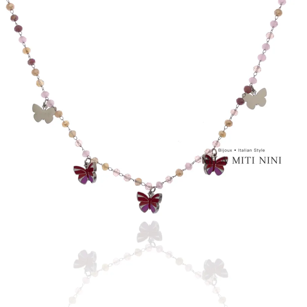 Farfalla Smaltata-Collana Corta in Acciaio - CAC-413-2237