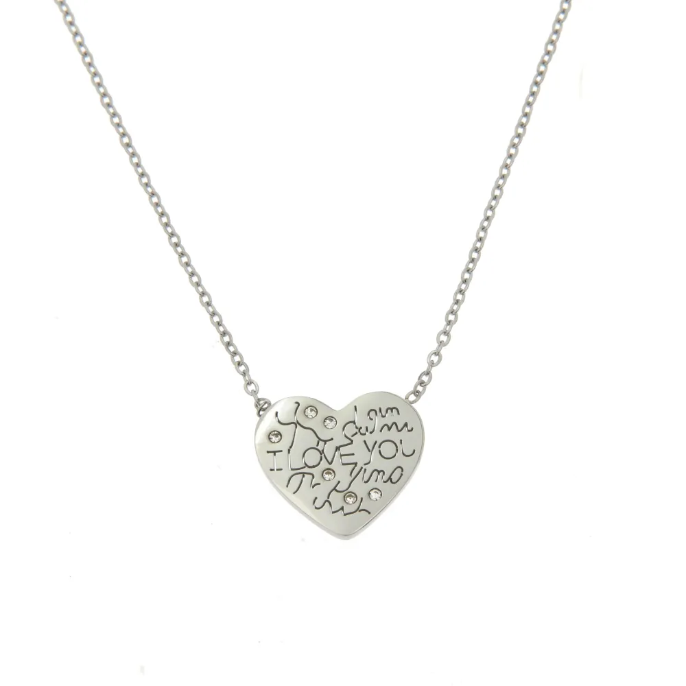 CAC413-2329-Cuore I Love You -  Collana Fine in Acciaio - CAC413-2329-Cuore I Love You -  Collana Fine in Acciaio