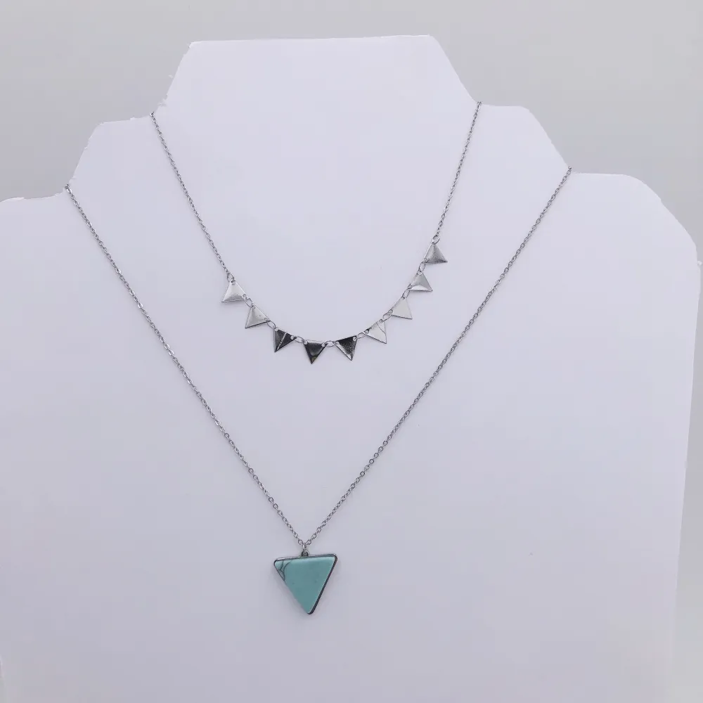 CAC4156-Triangolo- Collana Corta doppio filo in Acciaio - CAC4156-Triangolo- Collana Corta doppio filo in Acciaio