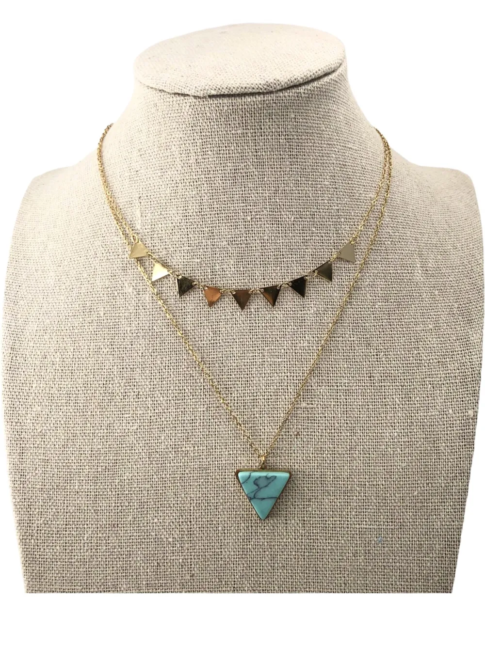 CAC4156-Triangolo- Collana Corta doppio filo in Acciaio - CAC4156-Triangolo- Collana Corta doppio filo in Acciaio