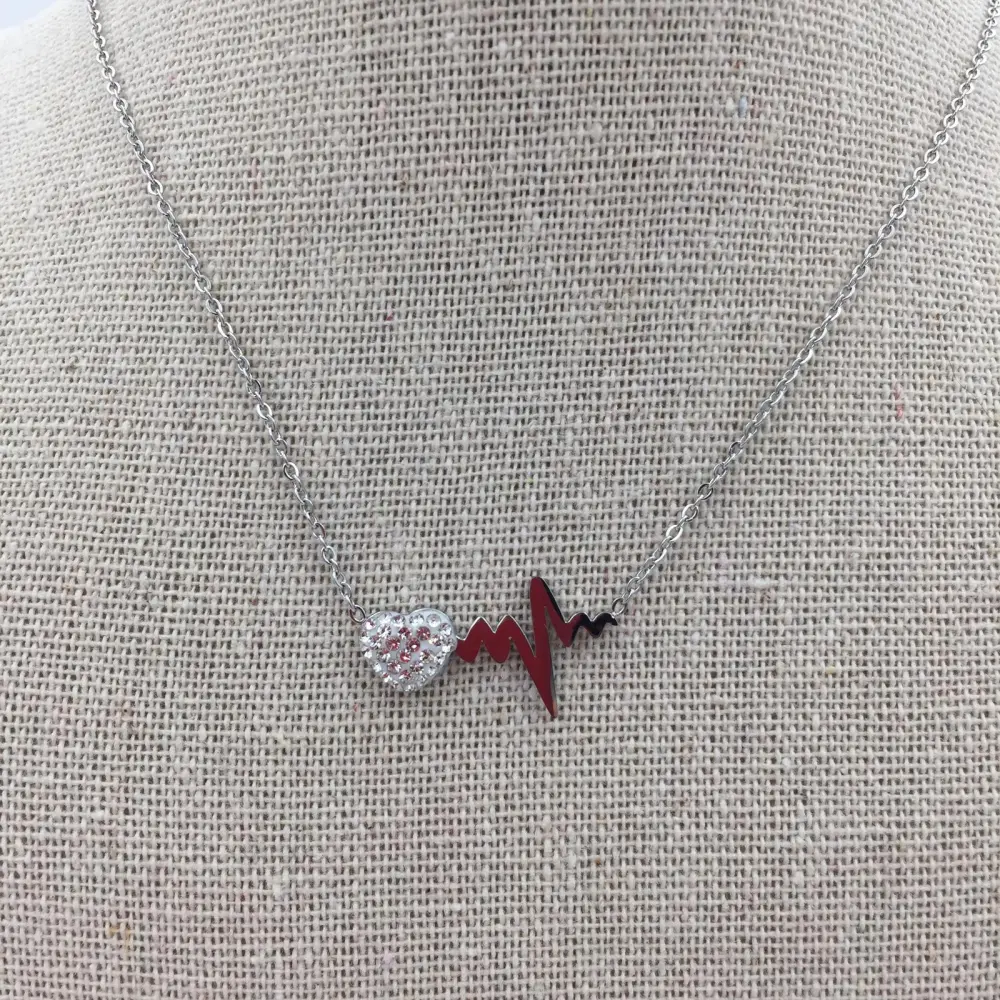 CAS- Cuore Battito 4616 - Collana in Acciaio con Strass - CAC4616- Battito Cuore- Collana in Acciaio con Strass