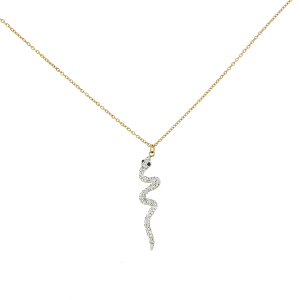 Serpente - Girocollo in Acciaio con Strass - CAC6339-Serpente - Girocollo in Acciaio con Strass
