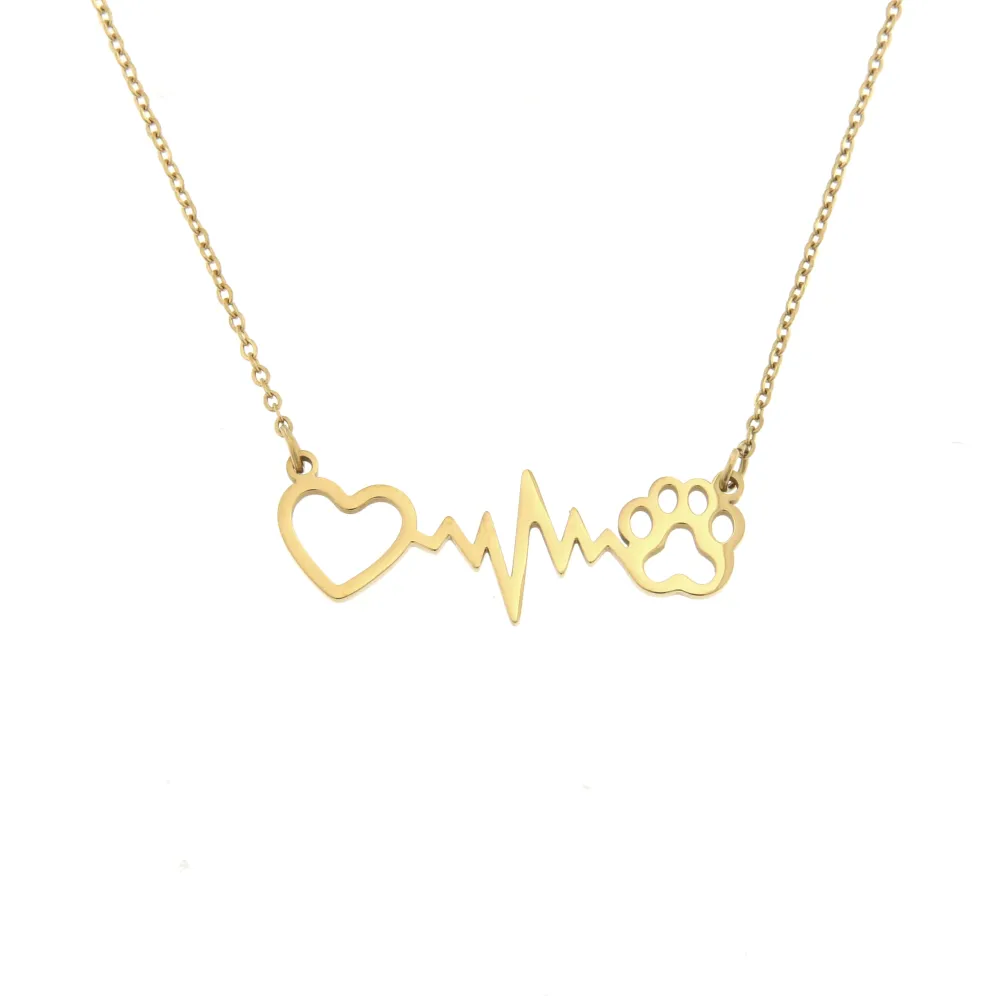 CAC7226-Battito Cuore Zampa- Collana Girocollo in Acciaio - CAC7226-Battito Cuore Zampa- Collana Girocollo in Acciaio