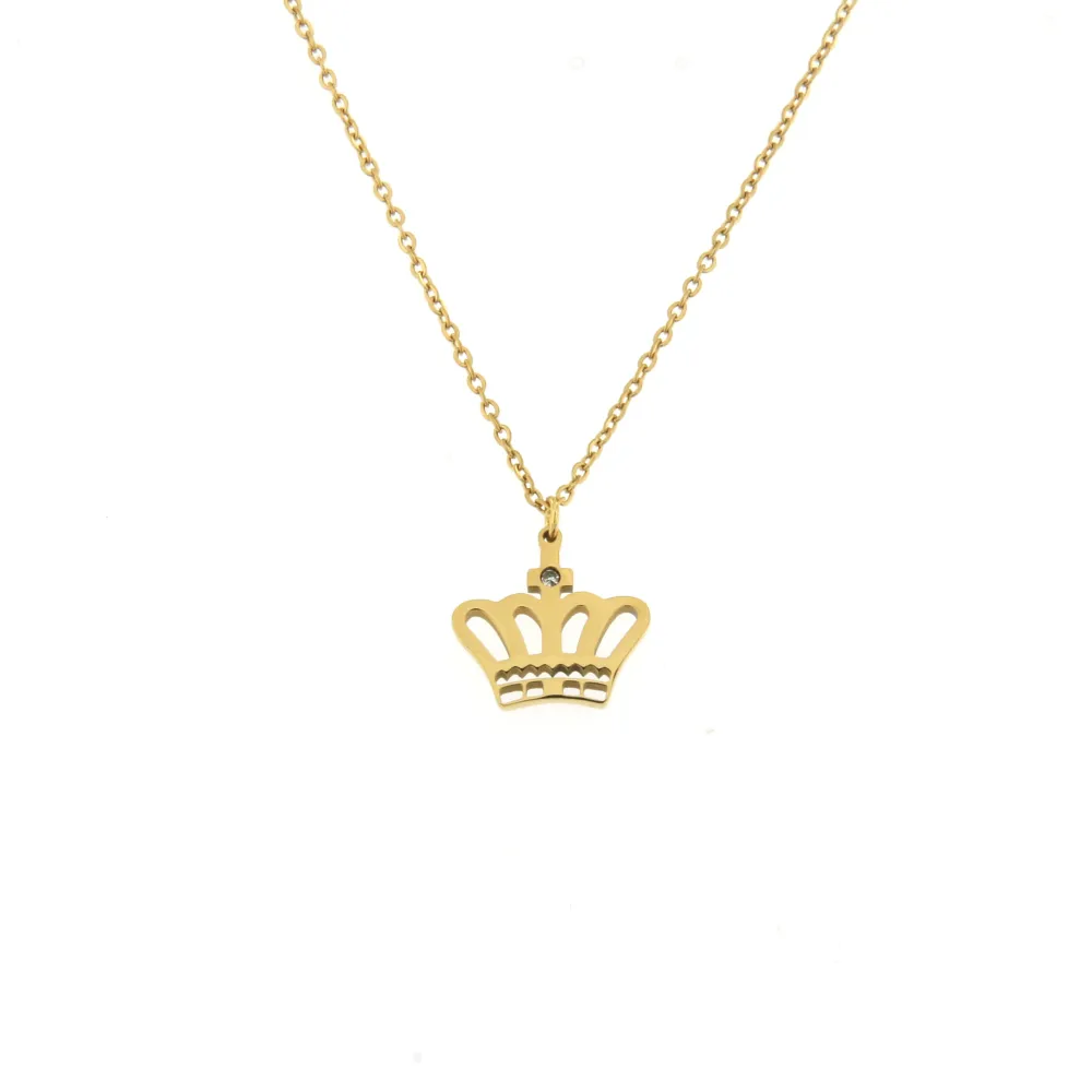 CAC7229-Corona- Collana Girocollo in Acciaio - CAC7229-Corona- Collana Girocollo in Acciaio