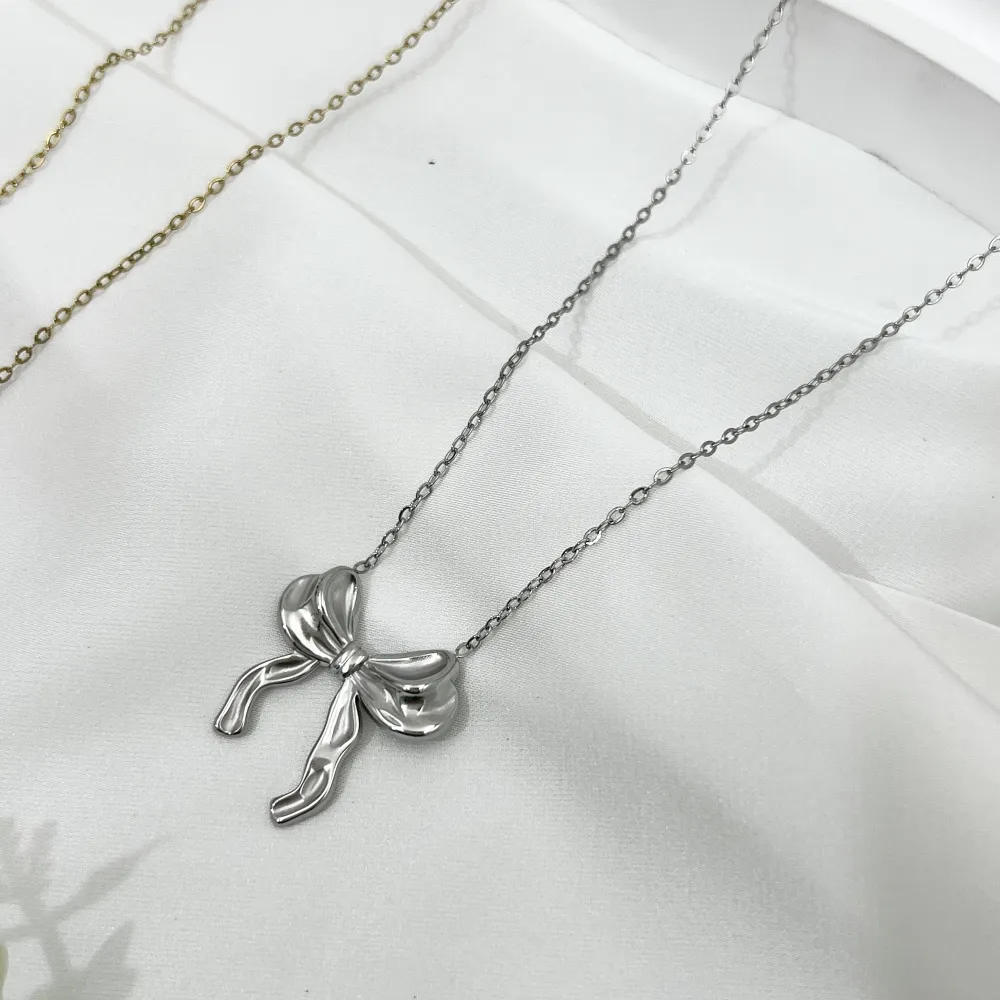 Fiocco-Collana Corta in Acciaio - CAC-732-259