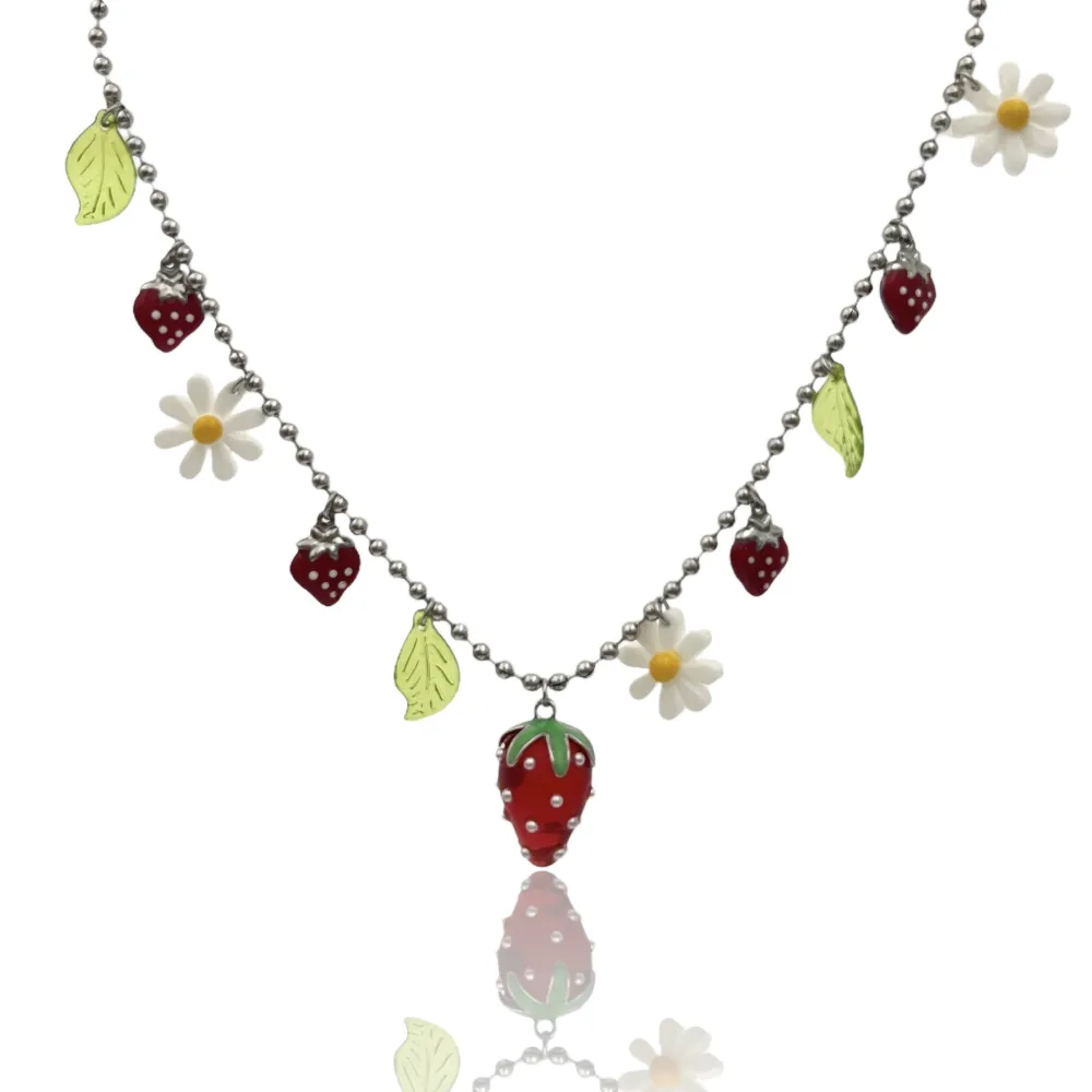 Fragola Margherita -Collana Corta in Acciaio - CAC-732-386