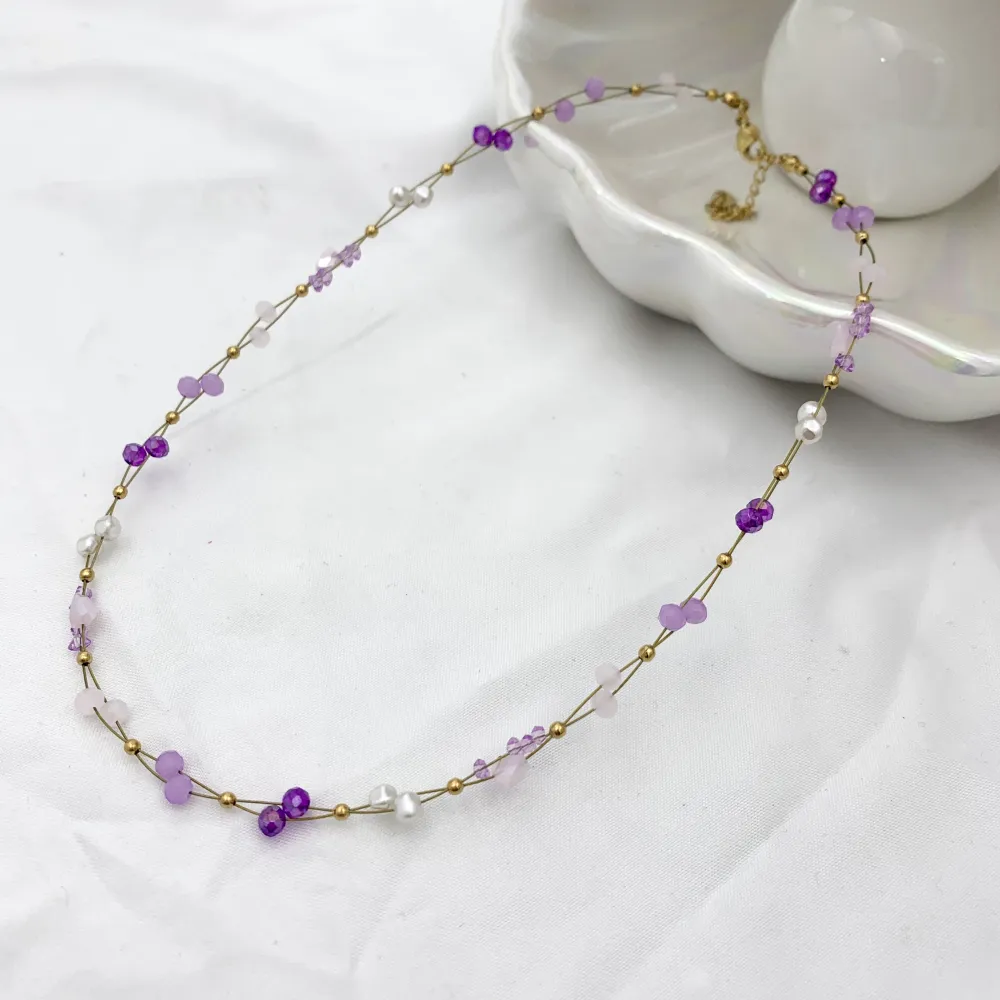 Catena con Perline-Collana Corta in Acciaio - CAC-735-16