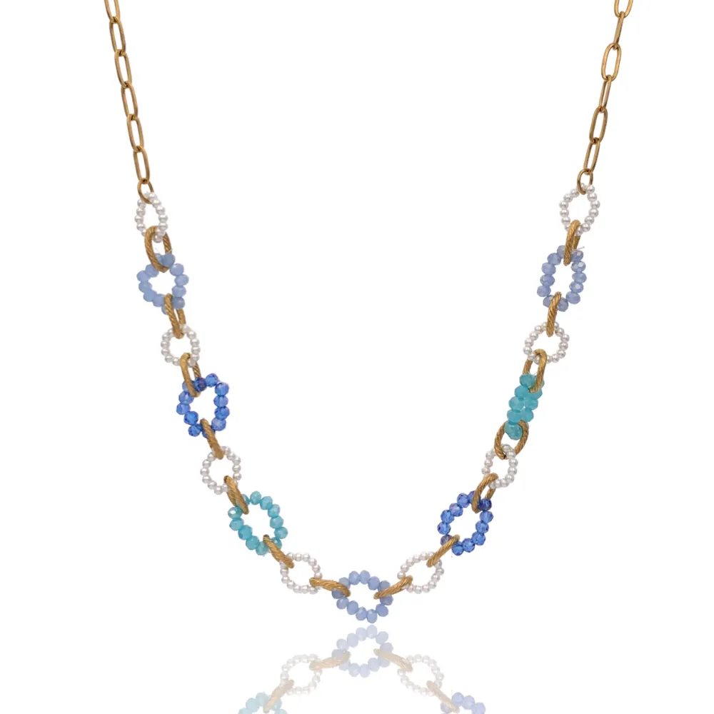 Catena con Perline-Collana Corta in Acciaio - CAC-735-21