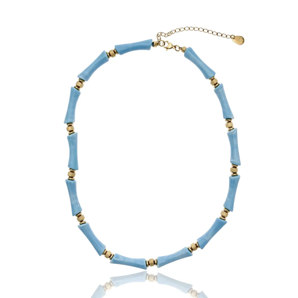 Bambù Colorato - 12pz Collane Corte in Acciaio - CAC-742-249