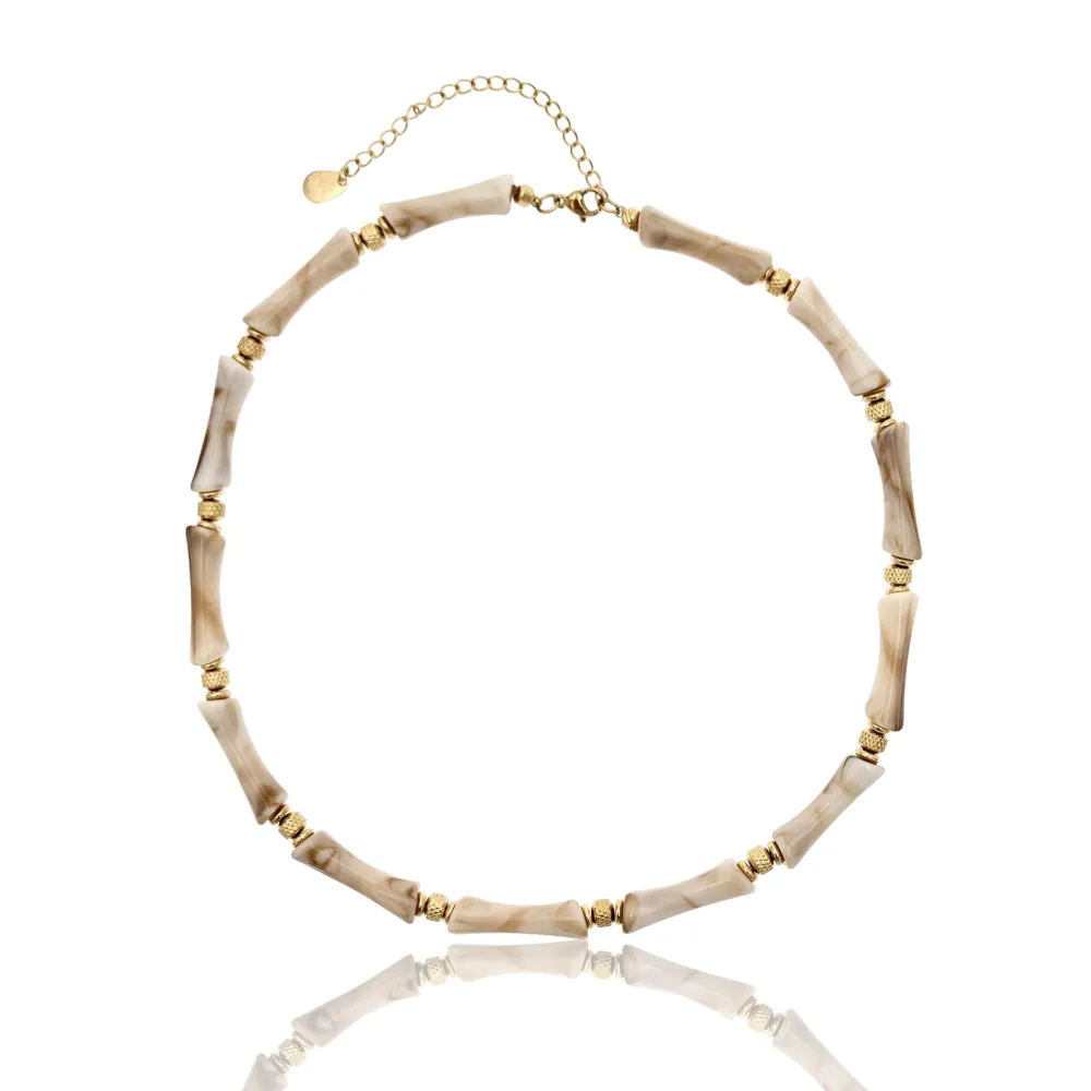 Bambù Colorato - 12pz Collane Corte in Acciaio - CAC-742-249