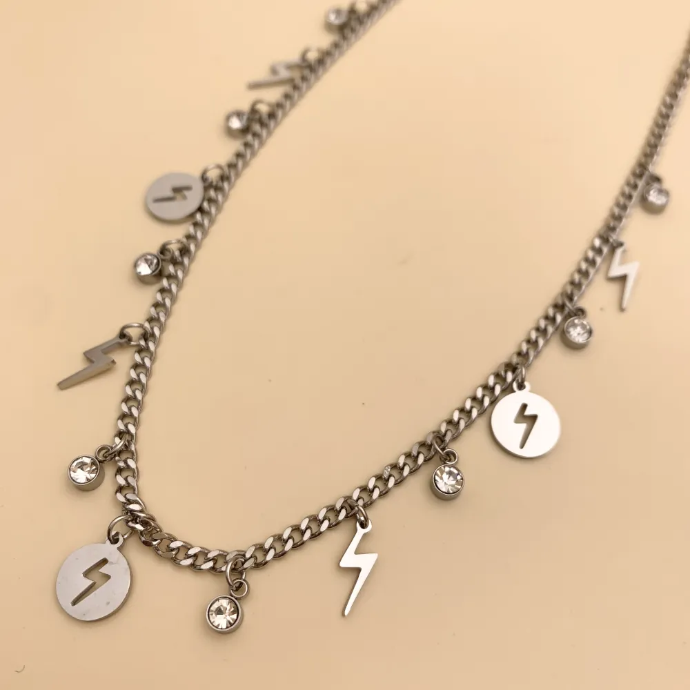 CAC7575-Fulmine-Collana Corta in Acciaio - CAC7575-Fulmine-Collana Corta in Acciaio