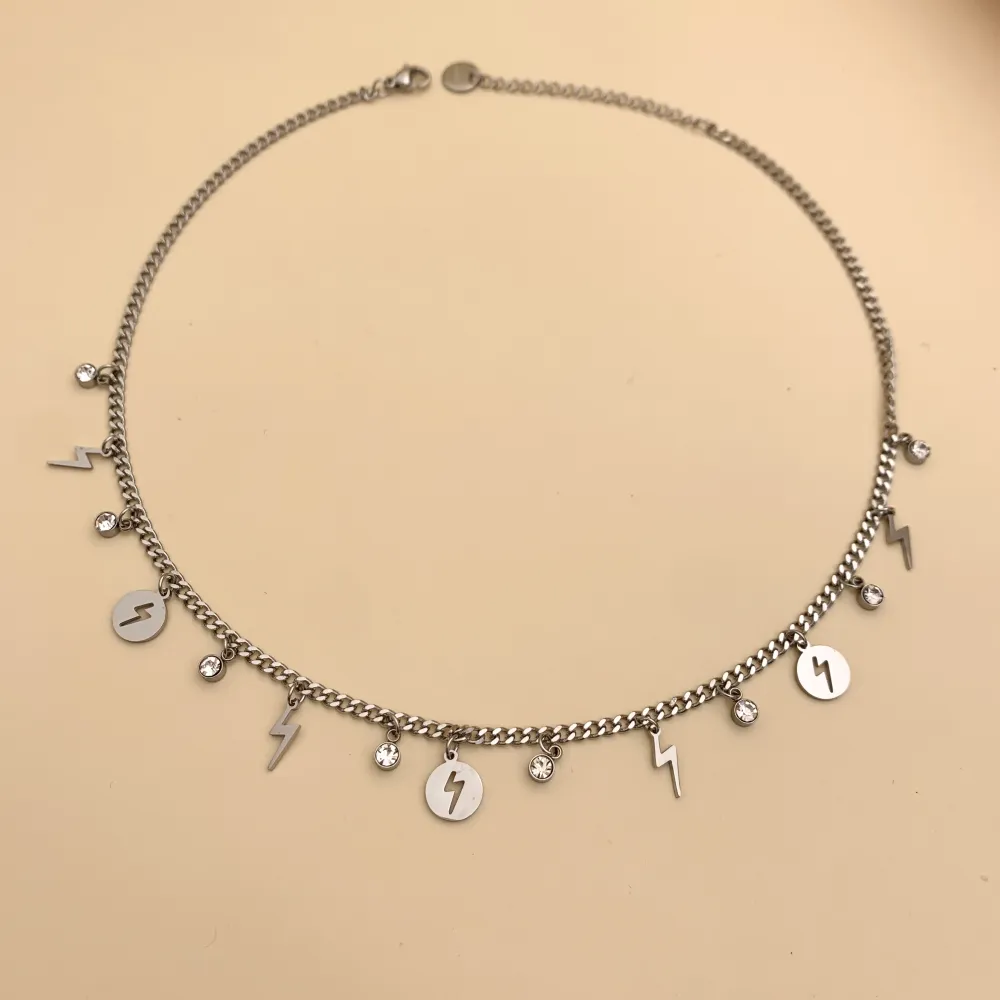 CAC7575-Fulmine-Collana Corta in Acciaio - CAC7575-Fulmine-Collana Corta in Acciaio