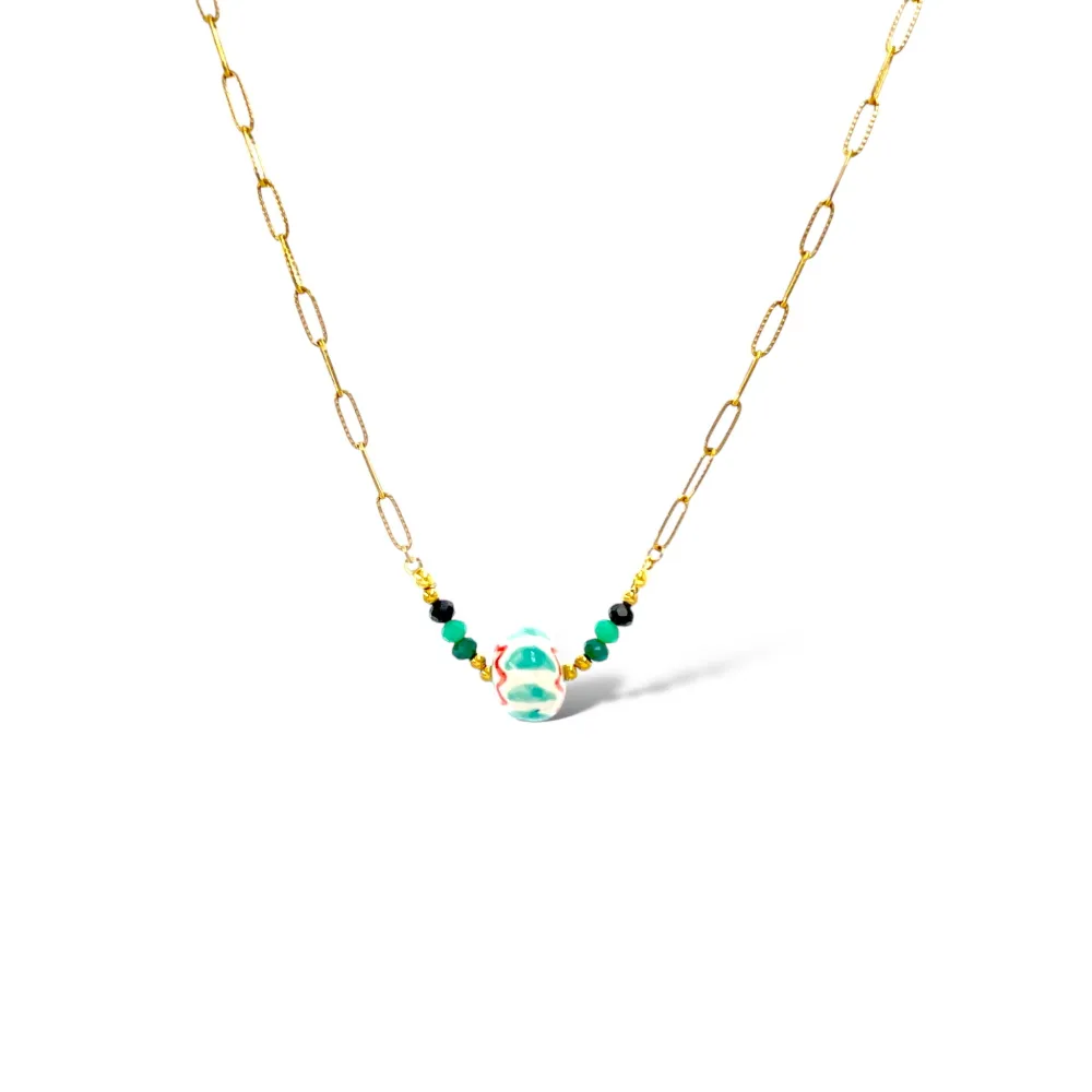 Pallina Ceramica -Collana Corta in Acciaio - CAC-765-54
