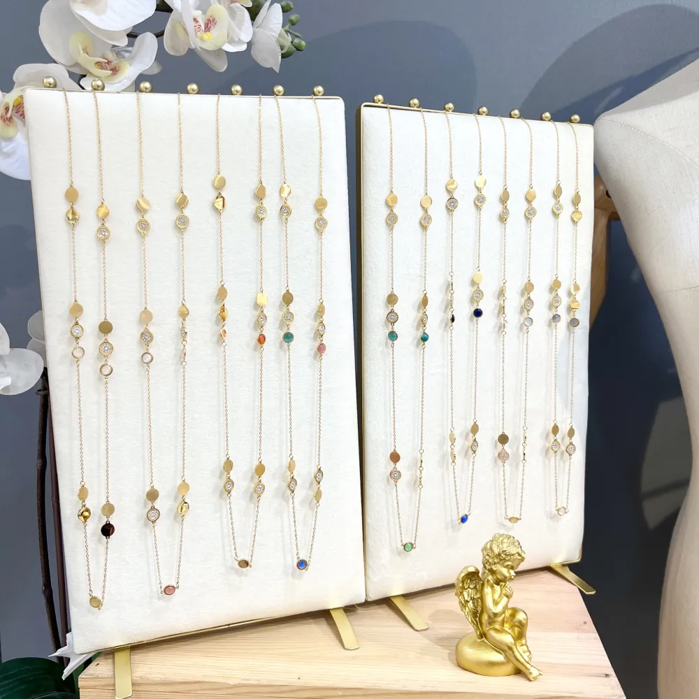 Tondo Punto Luce con Pietra-Collana Lunga in Acciaio - CAL-103-AA1731N