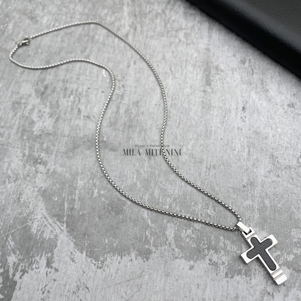 CAU600-A65-Croce-Collana da uomo in Acciaio - CAU600-A65-Croce-Collana da uomo in Acciaio